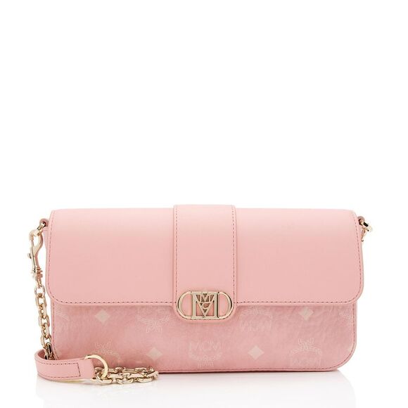 MCM Visetos Calfskin Logo Mode Travia Small Shoulder Bag - Picture 1 of 11